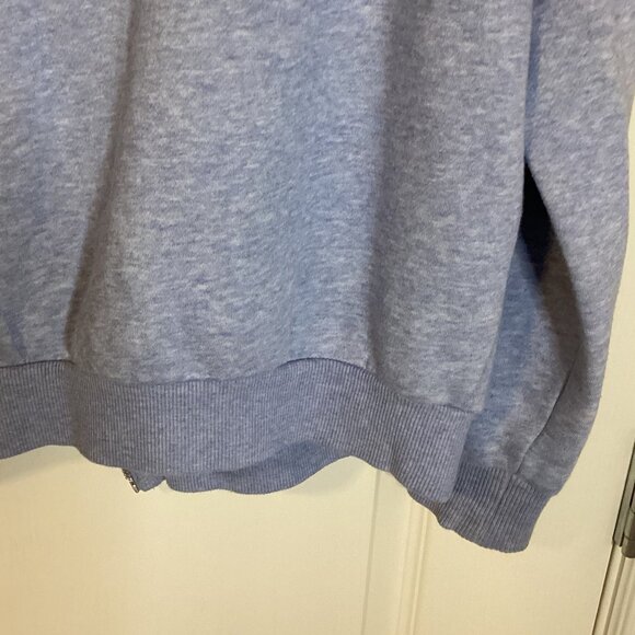 H&M Basics Women's Light Blue Fleece Hoodie Size L Front Zip Pockets Warm Soft - Picture 6 of 8